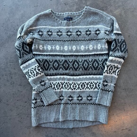 Vintage Sweaters - Vintage Y2K American Eagle Outfitters Fair Isle Nordic Knit Cozy Sweater Small